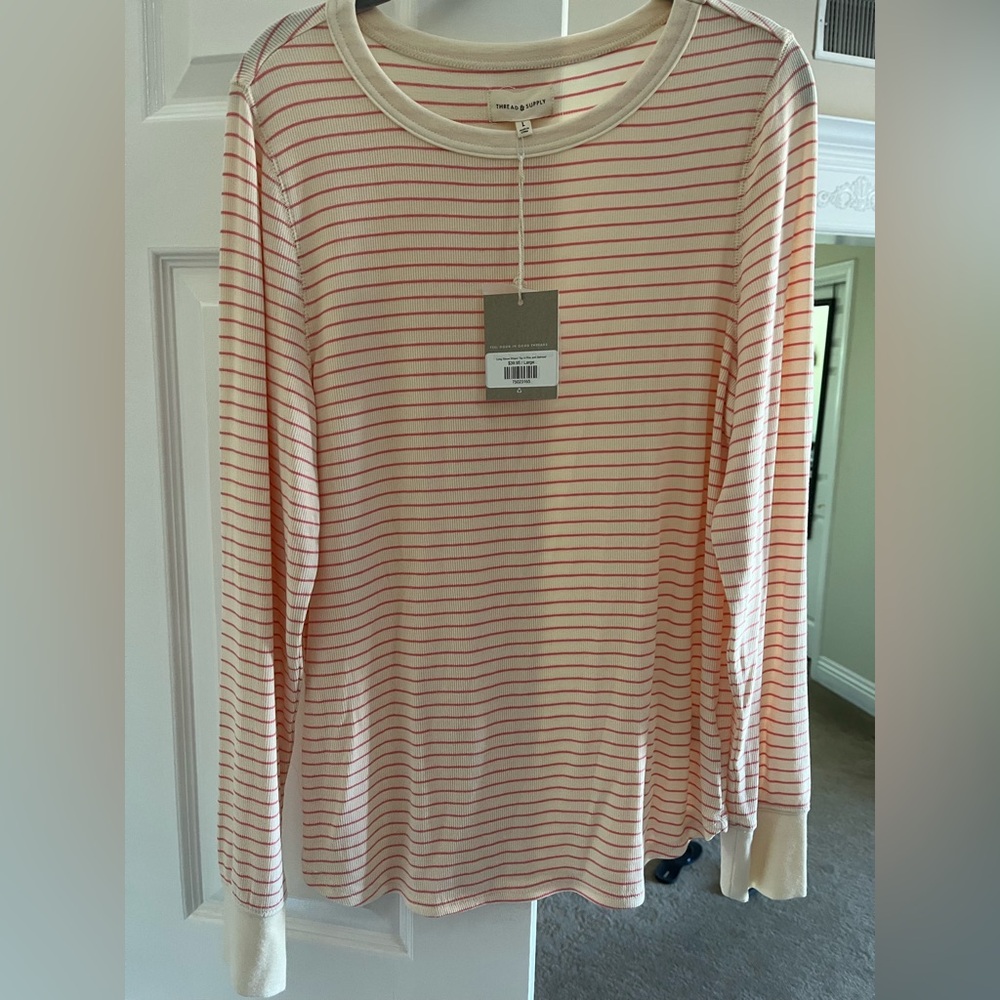 Thread & Supply Pink and Cream Striped Top Super Stretchy
